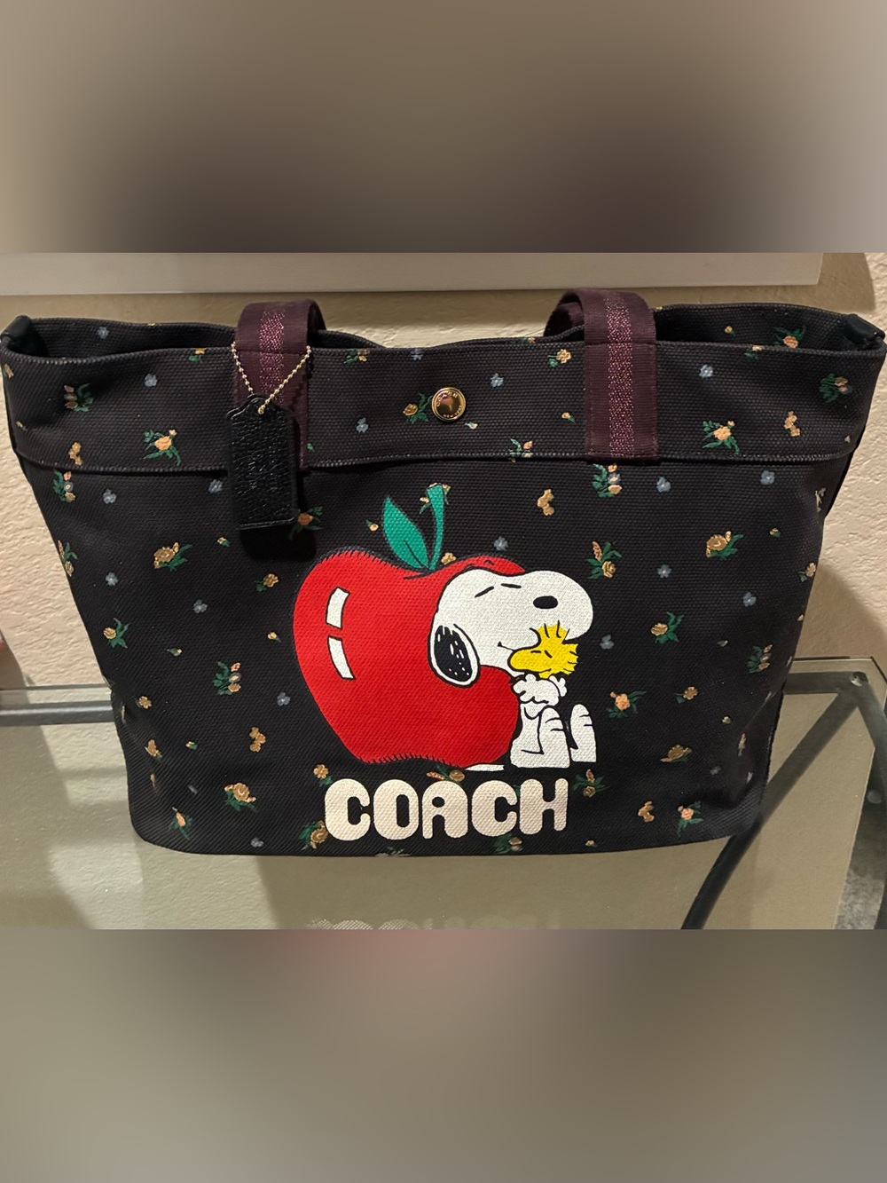 Coach x Peanuts limited edition Black Apple Snoopy Tote Bag